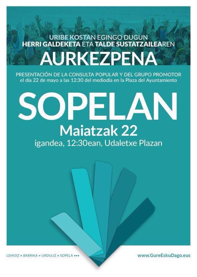 Uribe Kostako herri galdeketaren aurkezpena Sopelan