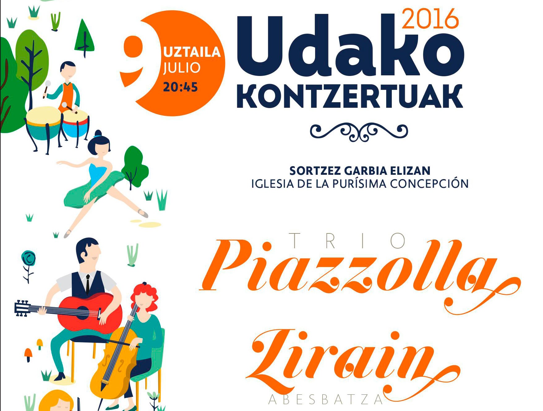 Trio Piazzolla eta Lirain, Otxandategi, Zura eta BOSen emanaldiak Gorlizko Udako Kontzertuetan