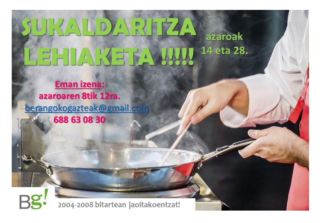 Gazteentzako Sukaldaritza Lehiaketa egingo dute Berangoko Santa Ana kultur etxean