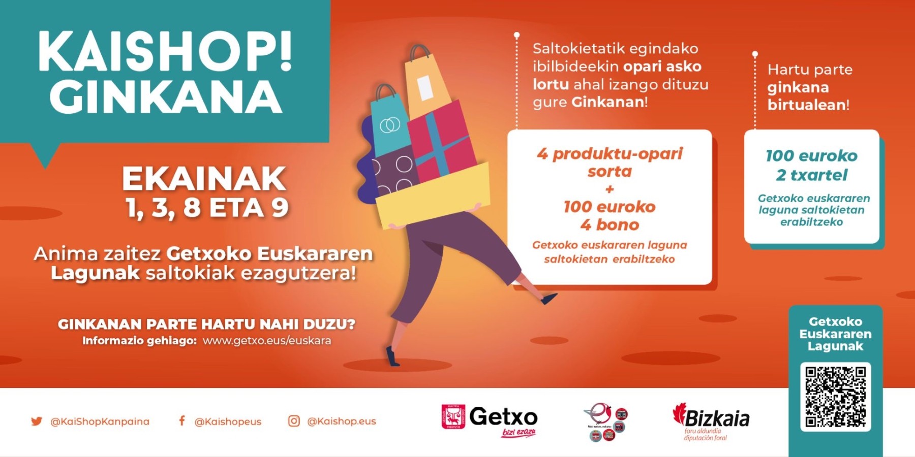 Getxoko Euskararen Lagunak saltokiak ezagutarazteko Kaishop! Ginkana antolatu dute