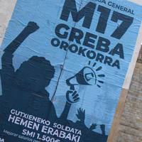 Martxoaren 17ko greba orokorraren deialdiak Uribe Kostan