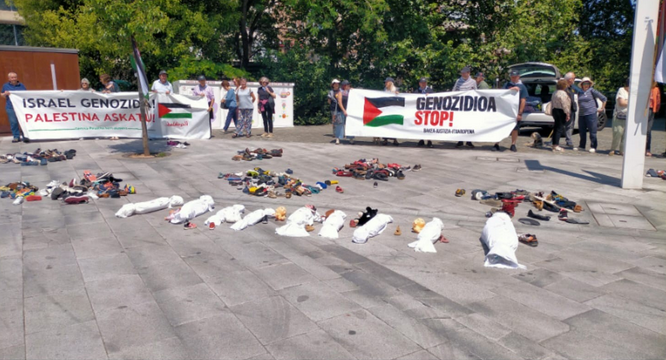 Palestinari elkartasuna adierazteko ekimena egin dute Itzubaltzeta/Romon