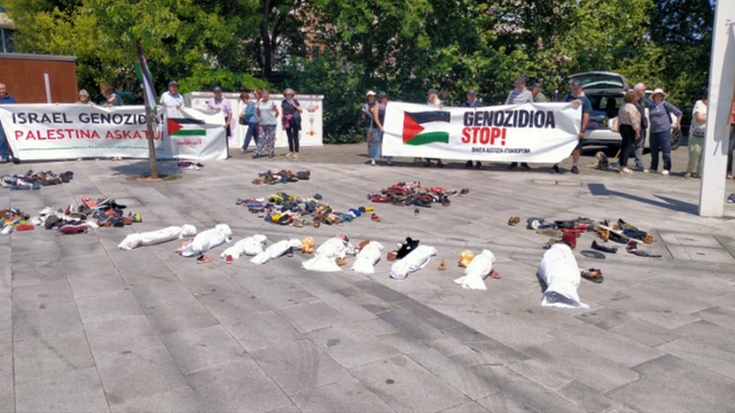 Palestinari elkartasuna adierazteko ekimena egin dute Itzubaltzeta/Romon