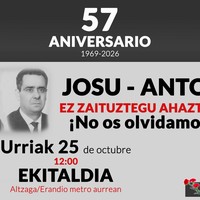 Erandioko gertaeren 57. urteurreneko oroimen-ekitaldia