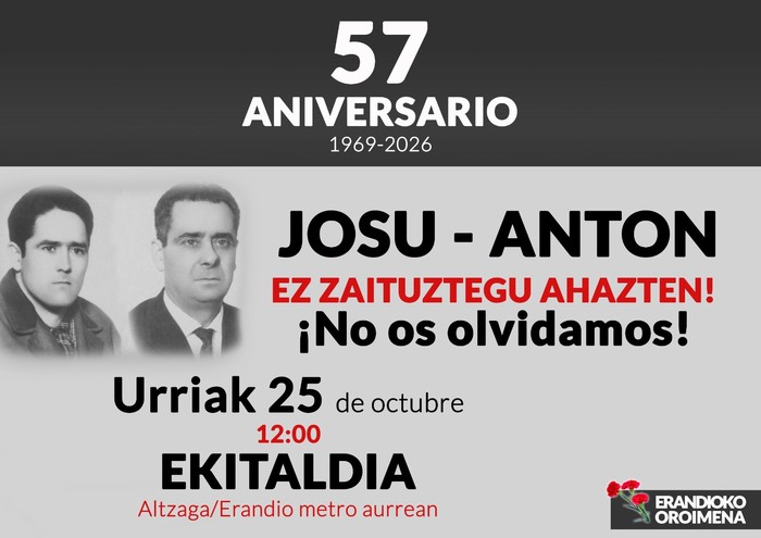 Erandioko gertaeren 57. urteurreneko oroimen-ekitaldia