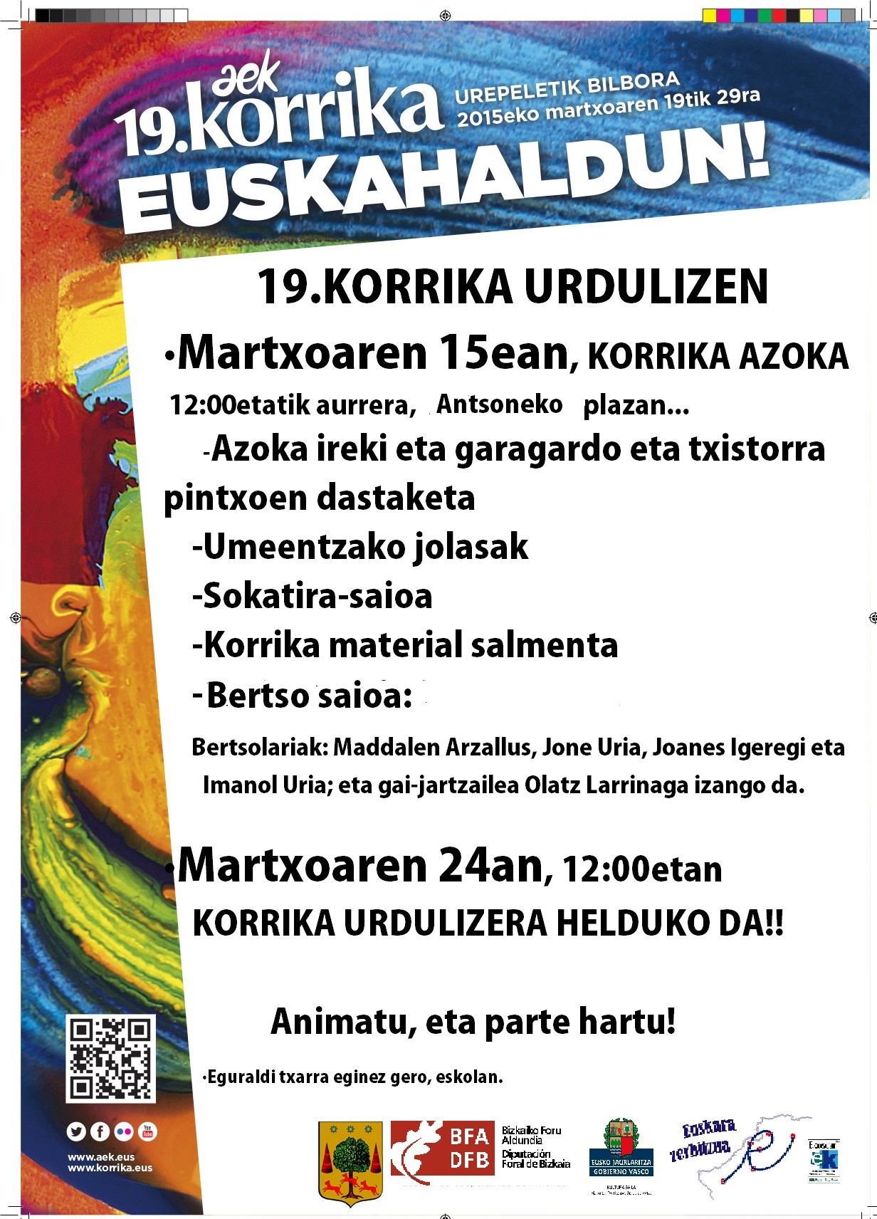 Korrika badatorrela abisatzeko azoka izango da domekan