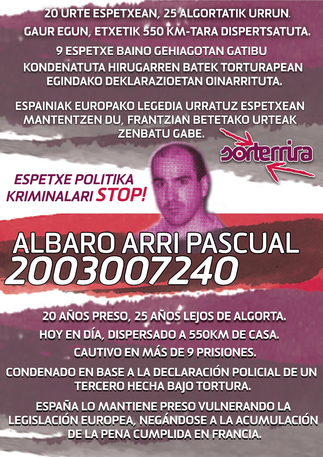 Azaroaren 23an, Alvaro Arri Pascualen egoera salatzera