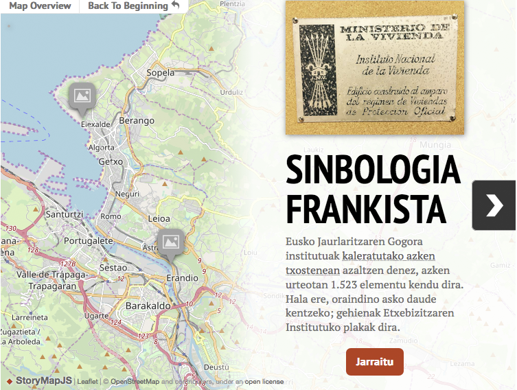 Frankismo garaiko sinboloak daude oraindino Getxon eta Erandion